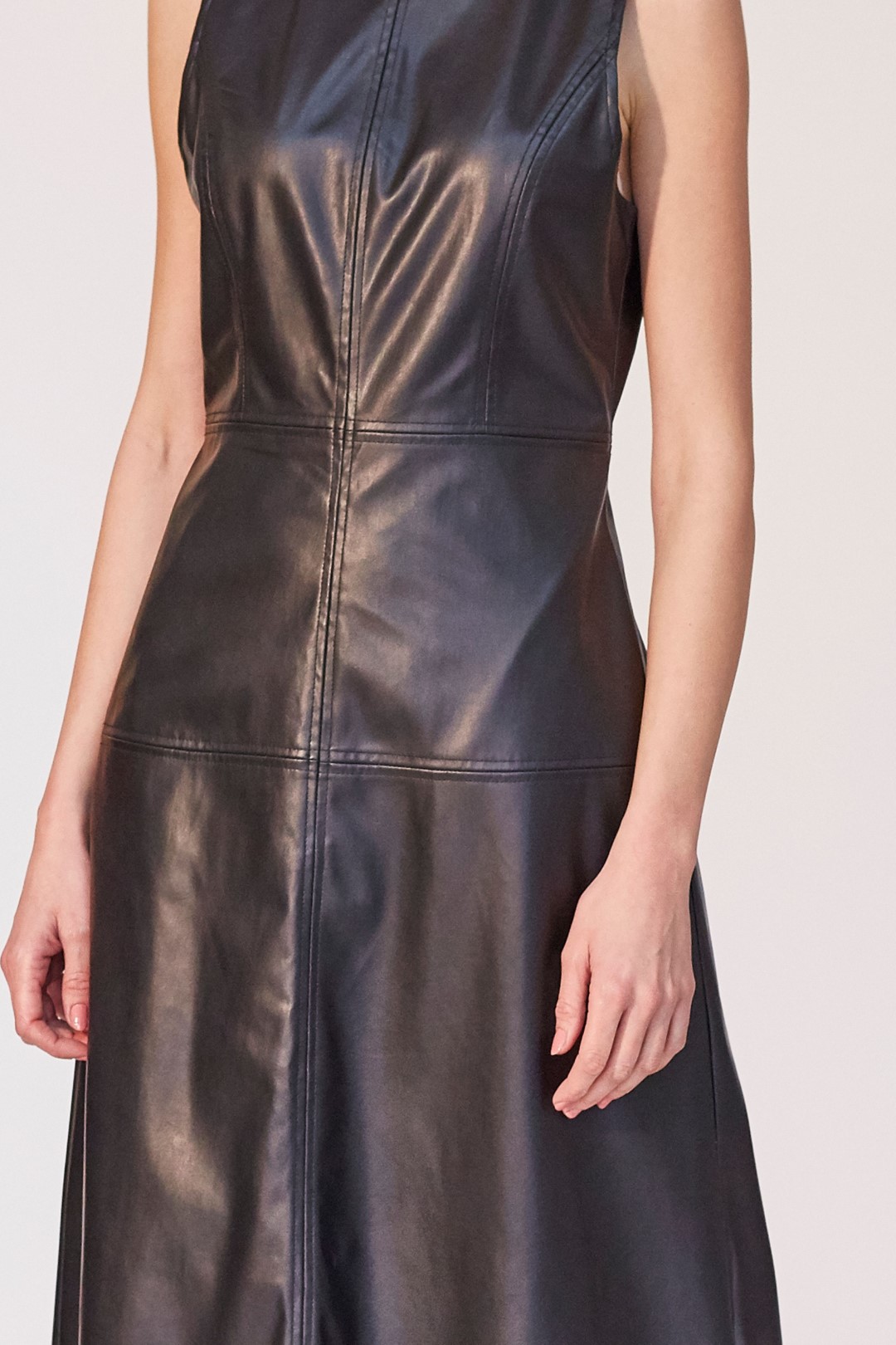 Synthetic leather long dress