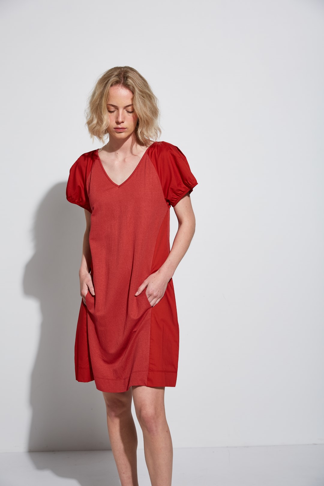 Dress with cotton and poplin