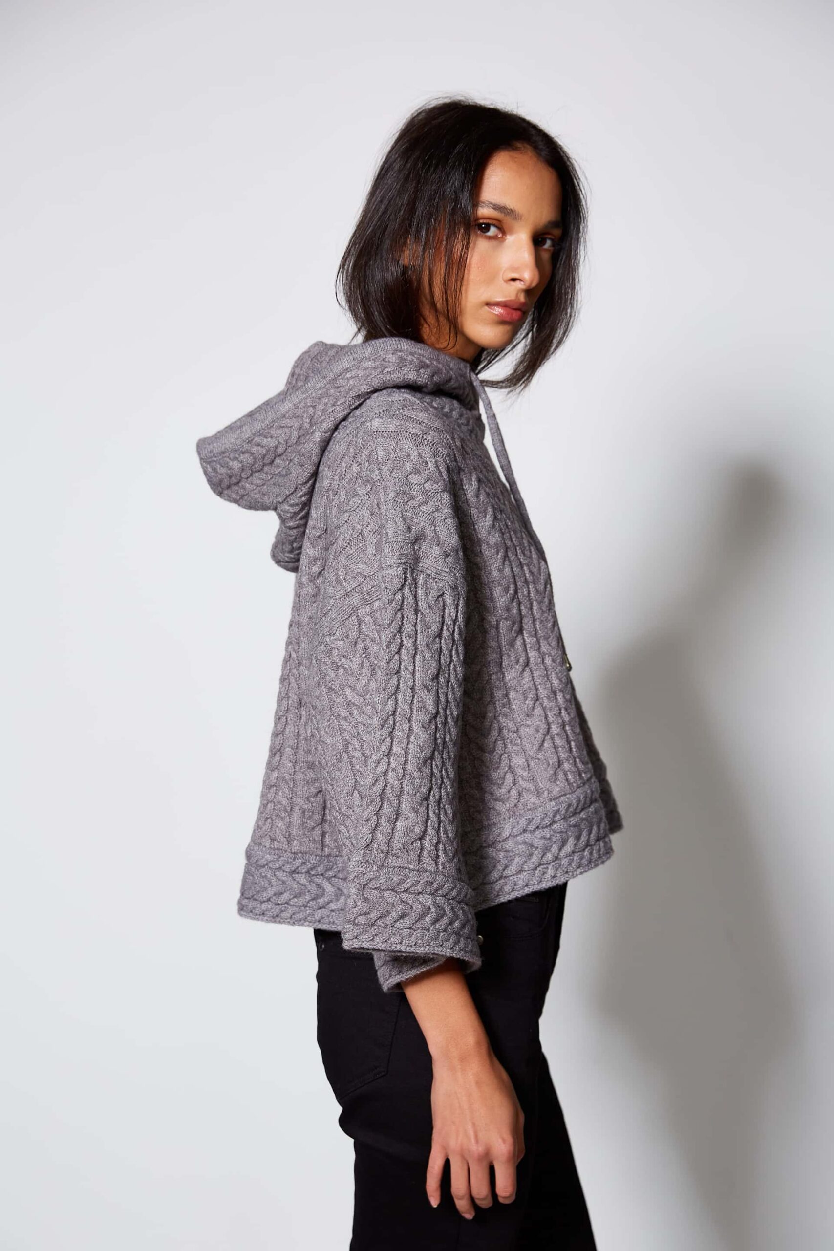 Cropped hooded sweater