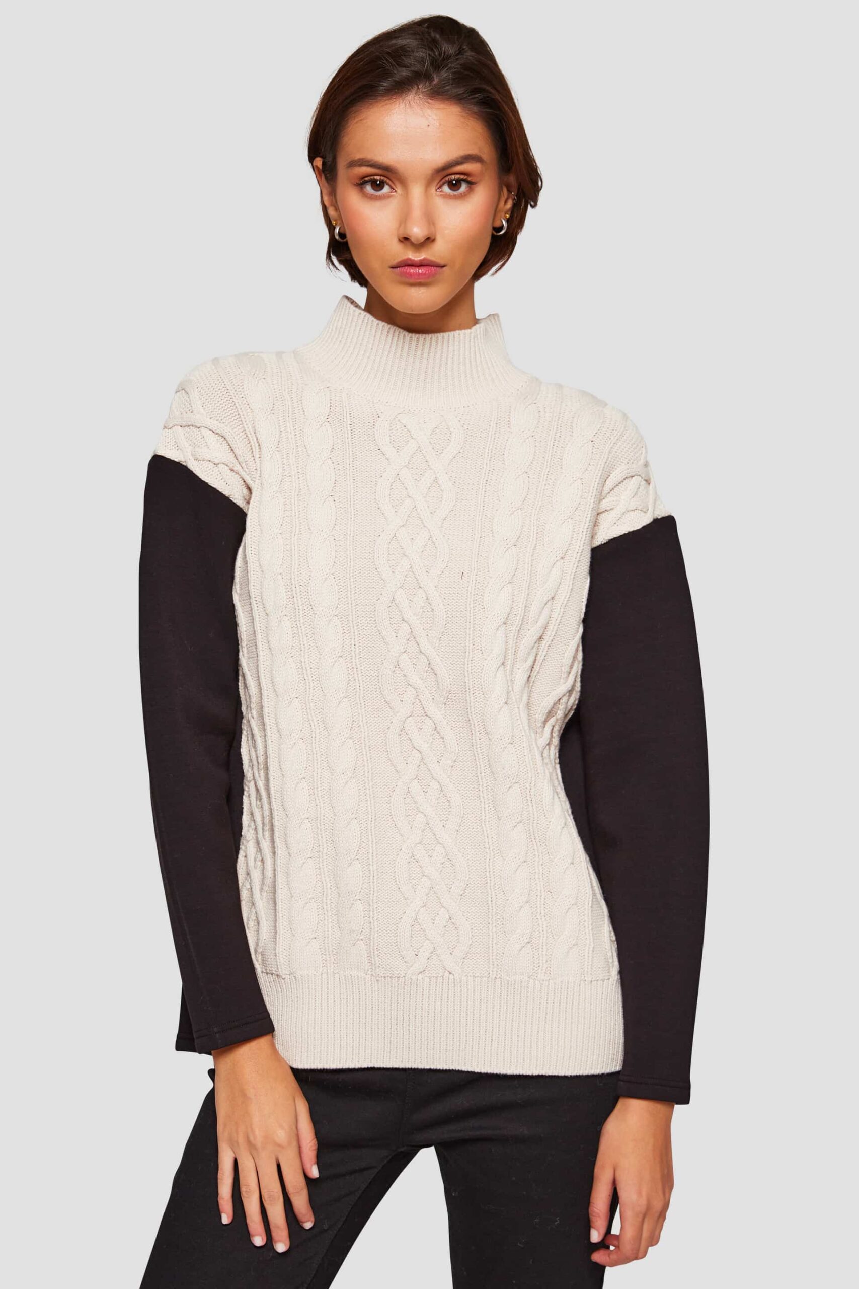 Sweater with neoprene sleeves