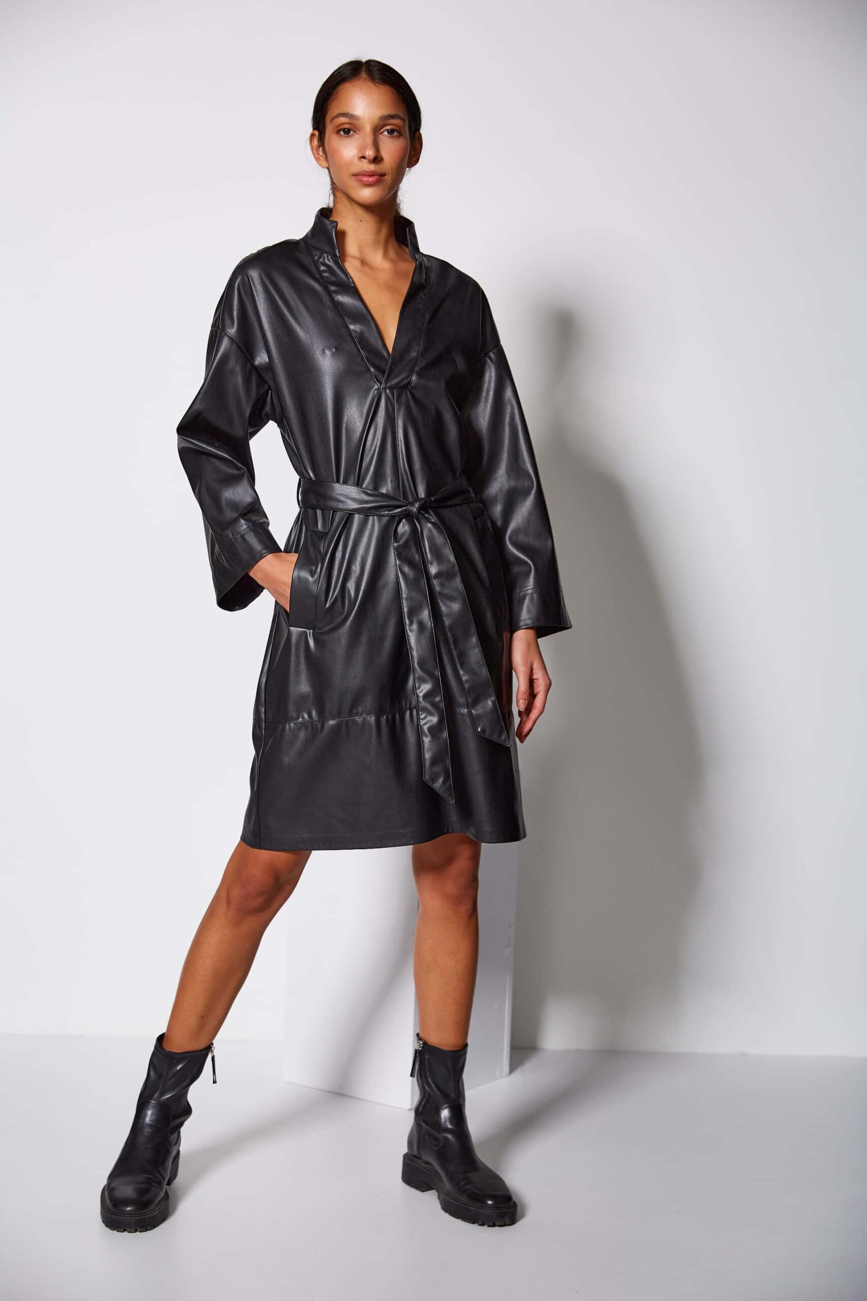 Leather effect dress