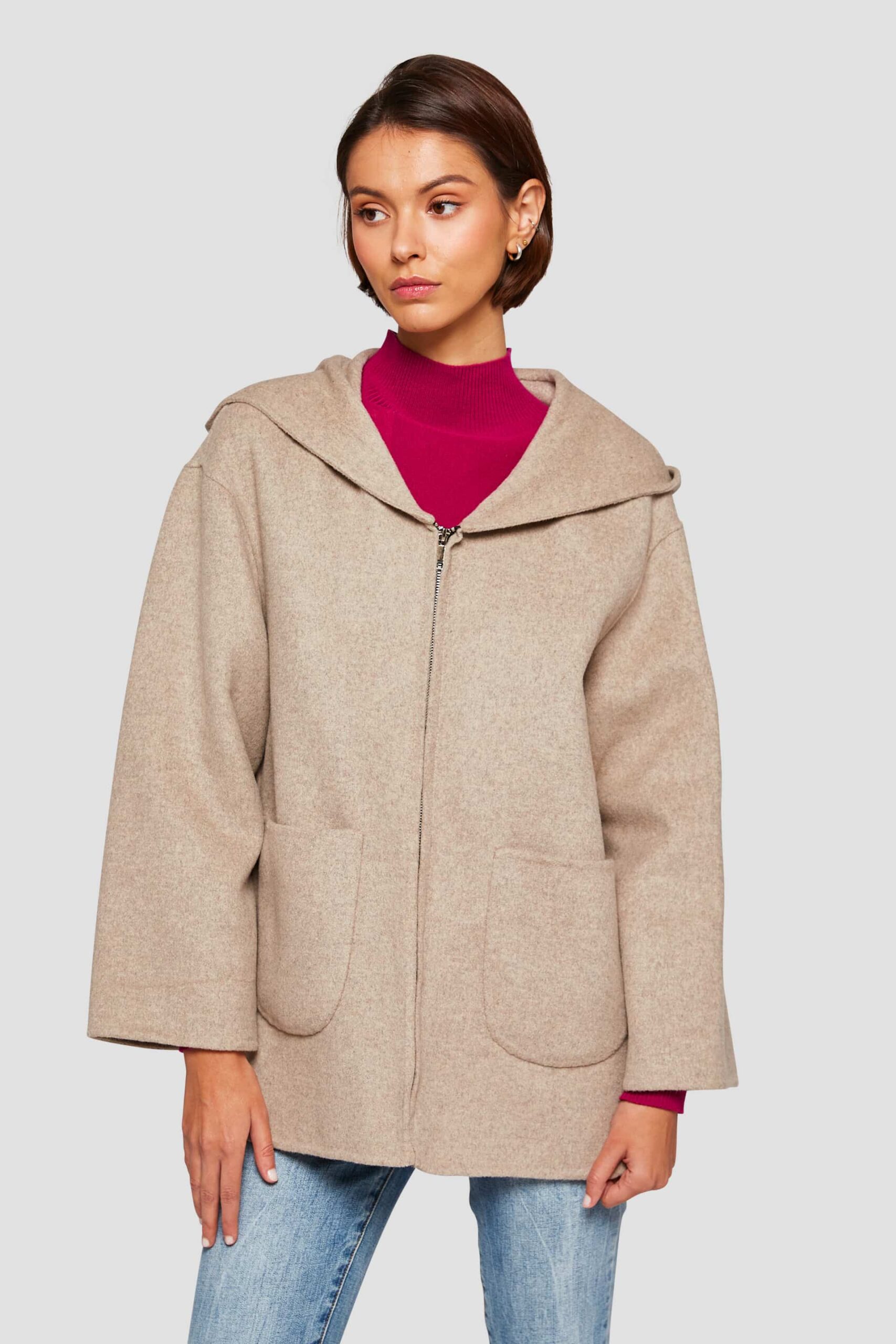 Hooded wool jacket